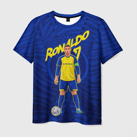 Мужская футболка 3D с принтом Криштиану Роналду Аль Наср в Белгороде, 100% полиэфир | прямой крой, круглый вырез горловины, длина до линии бедер | Тематика изображения на принте: 