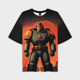 Мужская футболка oversize 3D с принтом Космический десантник ретро в Белгороде,  |  | 