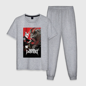 Мужская пижама хлопок с принтом Devil and rabbit   neural network в Курске, 100% хлопок | брюки и футболка прямого кроя, без карманов, на брюках мягкая резинка на поясе и по низу штанин
 | 