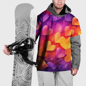 Накидка на куртку 3D с принтом Разноцветные   сердечки в Тюмени, 100% полиэстер |  | Тематика изображения на принте: 