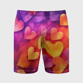 Мужские шорты спортивные с принтом Разноцветные   сердечки в Санкт-Петербурге,  |  | Тематика изображения на принте: 