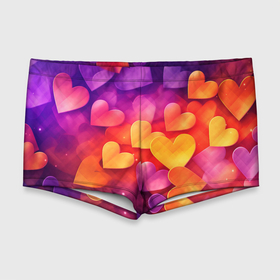 Мужские купальные плавки 3D с принтом Разноцветные   сердечки в Тюмени, Полиэстер 85%, Спандекс 15% |  | Тематика изображения на принте: 
