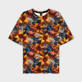 Мужская футболка oversize 3D с принтом Объемные летние полевые цветы ,  |  | 