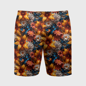 Мужские шорты спортивные с принтом Объемные летние полевые цветы ,  |  | 