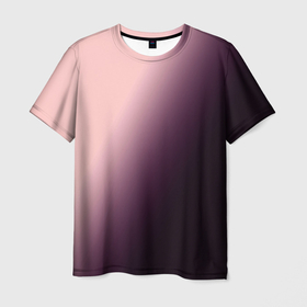 Мужская футболка 3D с принтом Градиент пыльно розовый в Белгороде, 100% полиэфир | прямой крой, круглый вырез горловины, длина до линии бедер | 