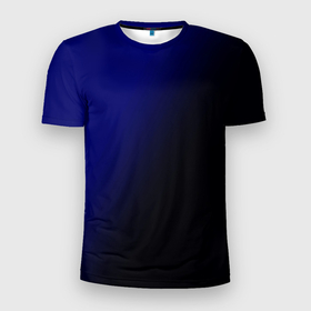 Мужская футболка 3D Slim с принтом Градиент ультрамарин в Тюмени, 100% полиэстер с улучшенными характеристиками | приталенный силуэт, круглая горловина, широкие плечи, сужается к линии бедра | Тематика изображения на принте: 