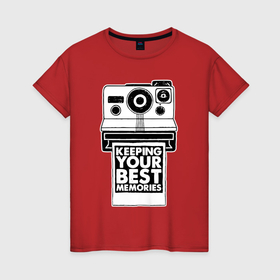 Женская футболка хлопок с принтом Polaroid best memories в Белгороде, 100% хлопок | прямой крой, круглый вырез горловины, длина до линии бедер, слегка спущенное плечо | 