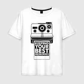 Мужская футболка хлопок Oversize с принтом Polaroid best memories в Курске, 100% хлопок | свободный крой, круглый ворот, “спинка” длиннее передней части | Тематика изображения на принте: 