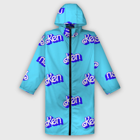Мужской дождевик 3D с принтом Синий логотип Кен   паттерн ,  |  | Тематика изображения на принте: 