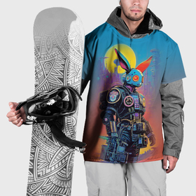 Накидка на куртку 3D с принтом Кибер заяц   нейросеть в Белгороде, 100% полиэстер |  | Тематика изображения на принте: 