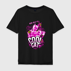 Мужская футболка хлопок Oversize с принтом Cool cat  Killer queen  Jo jo в Новосибирске, 100% хлопок | свободный крой, круглый ворот, “спинка” длиннее передней части | Тематика изображения на принте: 