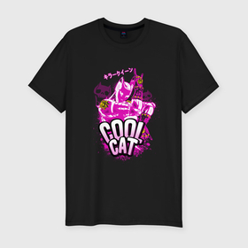 Мужская футболка хлопок Slim с принтом Cool cat  Killer queen  Jo jo в Петрозаводске, 92% хлопок, 8% лайкра | приталенный силуэт, круглый вырез ворота, длина до линии бедра, короткий рукав | 