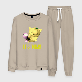 Мужской костюм хлопок с принтом Молоко у котика в городе Новоалтайск, 100% хлопок | на свитшоте круглая горловина, мягкая резинка по низу. Брюки заужены к низу, на них два вида карманов: два “обычных” по бокам и два объемных, с клапанами, расположенные ниже линии бедра. Брюки с мягкой трикотажной резинкой на поясе и по низу штанин. В поясе для дополнительного комфорта — широкие завязки | 