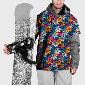 Накидка на куртку 3D с принтом Объемные   цветные ромашки , 100% полиэстер |  | 