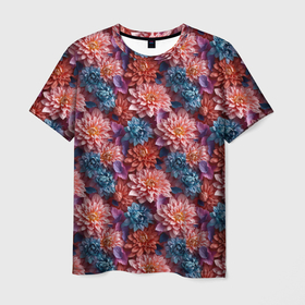 Мужская футболка 3D с принтом Полевые  цветы      паттерн в Тюмени, 100% полиэфир | прямой крой, круглый вырез горловины, длина до линии бедер | 