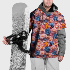 Накидка на куртку 3D с принтом Объемные  нежные  цветочки , 100% полиэстер |  | 