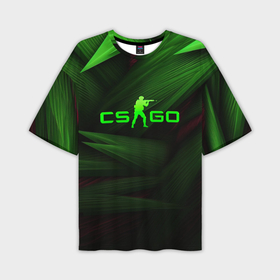 Мужская футболка oversize 3D с принтом CS GO green  logo в Новосибирске,  |  | 