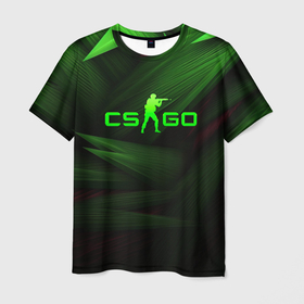 Мужская футболка 3D с принтом CS GO green  logo , 100% полиэфир | прямой крой, круглый вырез горловины, длина до линии бедер | 