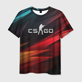 Мужская футболка 3D с принтом CS GO dark abstract logo , 100% полиэфир | прямой крой, круглый вырез горловины, длина до линии бедер | 