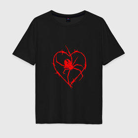 Мужская футболка хлопок Oversize с принтом Красный терновый паук в Тюмени, 100% хлопок | свободный крой, круглый ворот, “спинка” длиннее передней части | 
