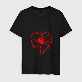Мужская футболка хлопок с принтом Красный терновый паук в Тюмени, 100% хлопок | прямой крой, круглый вырез горловины, длина до линии бедер, слегка спущенное плечо. | 