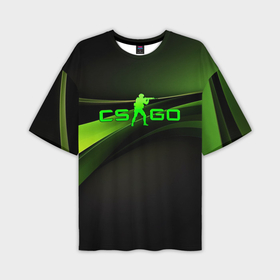 Мужская футболка oversize 3D с принтом CS GO black green  logo в Новосибирске,  |  | Тематика изображения на принте: 