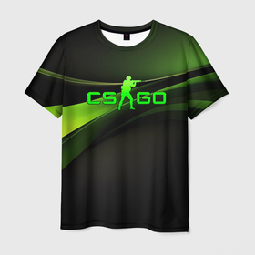 Мужская футболка 3D с принтом CS GO black green  logo в Новосибирске, 100% полиэфир | прямой крой, круглый вырез горловины, длина до линии бедер | 