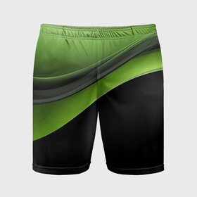 Мужские шорты спортивные с принтом Black green  abstract в Кировске,  |  | 