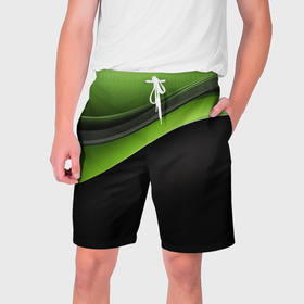 Мужские шорты 3D с принтом Black green  abstract ,  полиэстер 100% | прямой крой, два кармана без застежек по бокам. Мягкая трикотажная резинка на поясе, внутри которой широкие завязки. Длина чуть выше колен | 