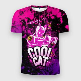 Мужская футболка 3D Slim с принтом Jo Jo   Королева убийца cool cat в Кировске, 100% полиэстер с улучшенными характеристиками | приталенный силуэт, круглая горловина, широкие плечи, сужается к линии бедра | 