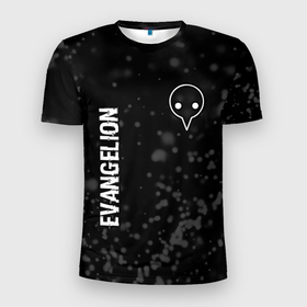 Мужская футболка 3D Slim с принтом Evangelion glitch на темном фоне: надпись, символ в Кировске, 100% полиэстер с улучшенными характеристиками | приталенный силуэт, круглая горловина, широкие плечи, сужается к линии бедра | 