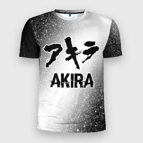 Мужская футболка 3D Slim с принтом Akira glitch на светлом фоне в Санкт-Петербурге, 100% полиэстер с улучшенными характеристиками | приталенный силуэт, круглая горловина, широкие плечи, сужается к линии бедра | Тематика изображения на принте: 