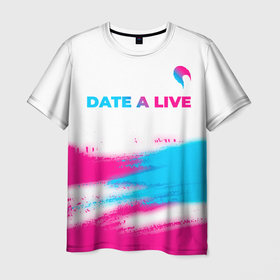 Мужская футболка 3D с принтом Date A Live neon gradient style: символ сверху в Екатеринбурге, 100% полиэфир | прямой крой, круглый вырез горловины, длина до линии бедер | 