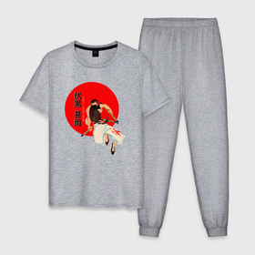 Мужская пижама хлопок с принтом Touji Fushiguro в Тюмени, 100% хлопок | брюки и футболка прямого кроя, без карманов, на брюках мягкая резинка на поясе и по низу штанин
 | 