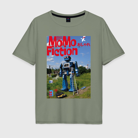 Мужская футболка хлопок Oversize с принтом MoMo   Юный робототехник в Санкт-Петербурге, 100% хлопок | свободный крой, круглый ворот, “спинка” длиннее передней части | Тематика изображения на принте: 