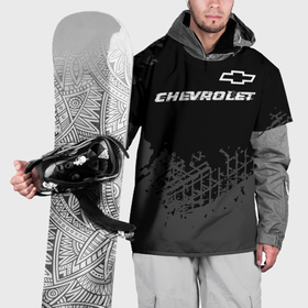 Накидка на куртку 3D с принтом Chevrolet speed на темном фоне со следами шин: символ сверху в Тюмени, 100% полиэстер |  | Тематика изображения на принте: 
