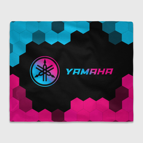Плед 3D с принтом Yamaha   neon gradient: надпись и символ в Тюмени, 100% полиэстер | закругленные углы, все края обработаны. Ткань не мнется и не растягивается | 