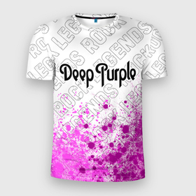 Мужская футболка 3D Slim с принтом Deep Purple rock legends: символ сверху в Курске, 100% полиэстер с улучшенными характеристиками | приталенный силуэт, круглая горловина, широкие плечи, сужается к линии бедра | 