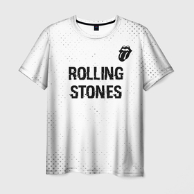 Мужская футболка 3D с принтом Rolling Stones glitch на светлом фоне: символ сверху в Ухте, 100% полиэфир | прямой крой, круглый вырез горловины, длина до линии бедер | 