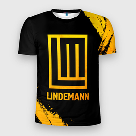 Мужская футболка 3D Slim с принтом Lindemann   gold gradient в Кировске, 100% полиэстер с улучшенными характеристиками | приталенный силуэт, круглая горловина, широкие плечи, сужается к линии бедра | Тематика изображения на принте: 