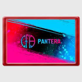 Магнит 45*70 с принтом Pantera   neon gradient: надпись и символ , Пластик | Размер: 78*52 мм; Размер печати: 70*45 | 