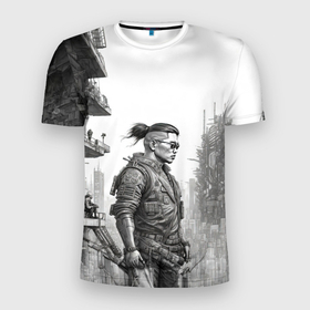 Мужская футболка 3D Slim с принтом Матёрый бригадир в Новосибирске, 100% полиэстер с улучшенными характеристиками | приталенный силуэт, круглая горловина, широкие плечи, сужается к линии бедра | 