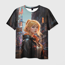 Мужская футболка 3D с принтом Боевая городская девчонка в Кировске, 100% полиэфир | прямой крой, круглый вырез горловины, длина до линии бедер | 