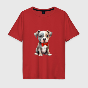 Мужская футболка хлопок Oversize с принтом Серо бежевый пёс в Курске, 100% хлопок | свободный крой, круглый ворот, “спинка” длиннее передней части | 