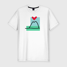 Мужская футболка хлопок Slim с принтом Люблю горы и море в Курске, 92% хлопок, 8% лайкра | приталенный силуэт, круглый вырез ворота, длина до линии бедра, короткий рукав | Тематика изображения на принте: 