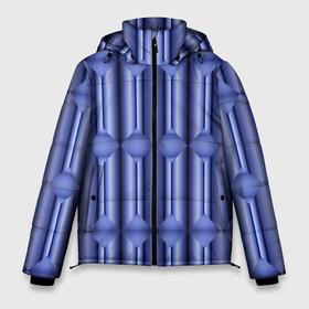 Мужская зимняя куртка 3D с принтом Фиолетовая иллюзия в Екатеринбурге, верх — 100% полиэстер; подкладка — 100% полиэстер; утеплитель — 100% полиэстер | длина ниже бедра, свободный силуэт Оверсайз. Есть воротник-стойка, отстегивающийся капюшон и ветрозащитная планка. 

Боковые карманы с листочкой на кнопках и внутренний карман на молнии. | 