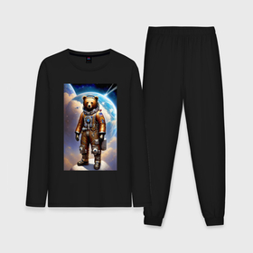 Мужская пижама с лонгсливом хлопок с принтом Медвежара космонавт   нейросеть в Петрозаводске,  |  | Тематика изображения на принте: 