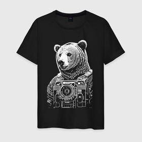 Мужская футболка хлопок с принтом Cool bear   cyberpunk в Петрозаводске, 100% хлопок | прямой крой, круглый вырез горловины, длина до линии бедер, слегка спущенное плечо. | 