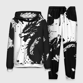 Мужской костюм с толстовкой 3D с принтом Силуэт дракона в брызгах чернил в городе Новоалтайск,  |  | Тематика изображения на принте: 
