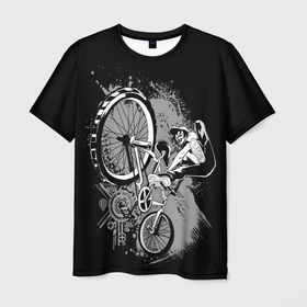 Мужская футболка 3D с принтом Bmx jump rider в Белгороде, 100% полиэфир | прямой крой, круглый вырез горловины, длина до линии бедер | Тематика изображения на принте: 